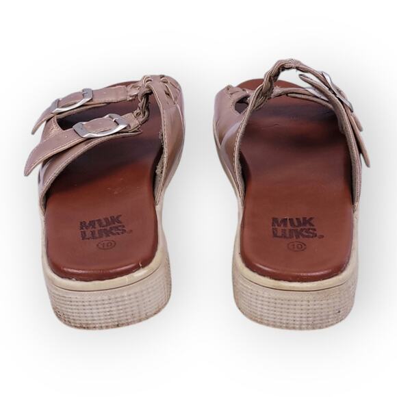 Muk Luks Metallic Buckle Sandals Jaycee Slip-On Size 10 Resort Vacation Boho - Picture 4 of 7